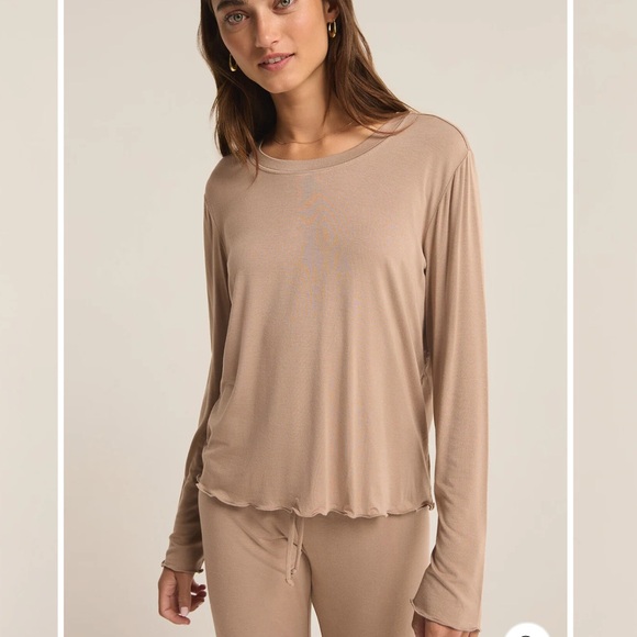 Z SUPPLY: HOMETOWN LONG SLEEVE TOP - LATTE - Picture 2 of 12